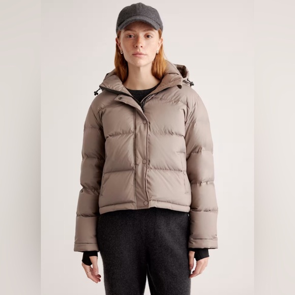 Quince Responsible Down Cropped Puffer Jacket - Stone Taupe - Picture 1 of 15